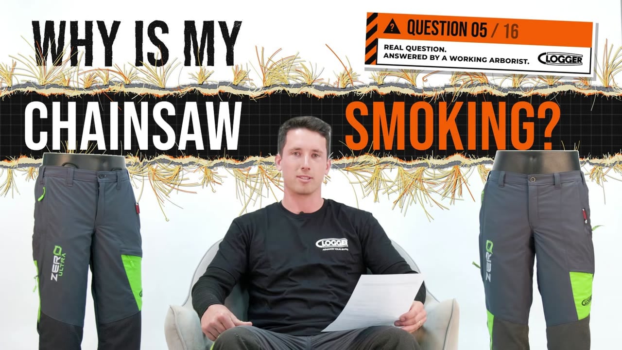 Clogger Answers question 5 of 16: Why is my chainsaw smoking? Phil, a working arborist, reads the question
